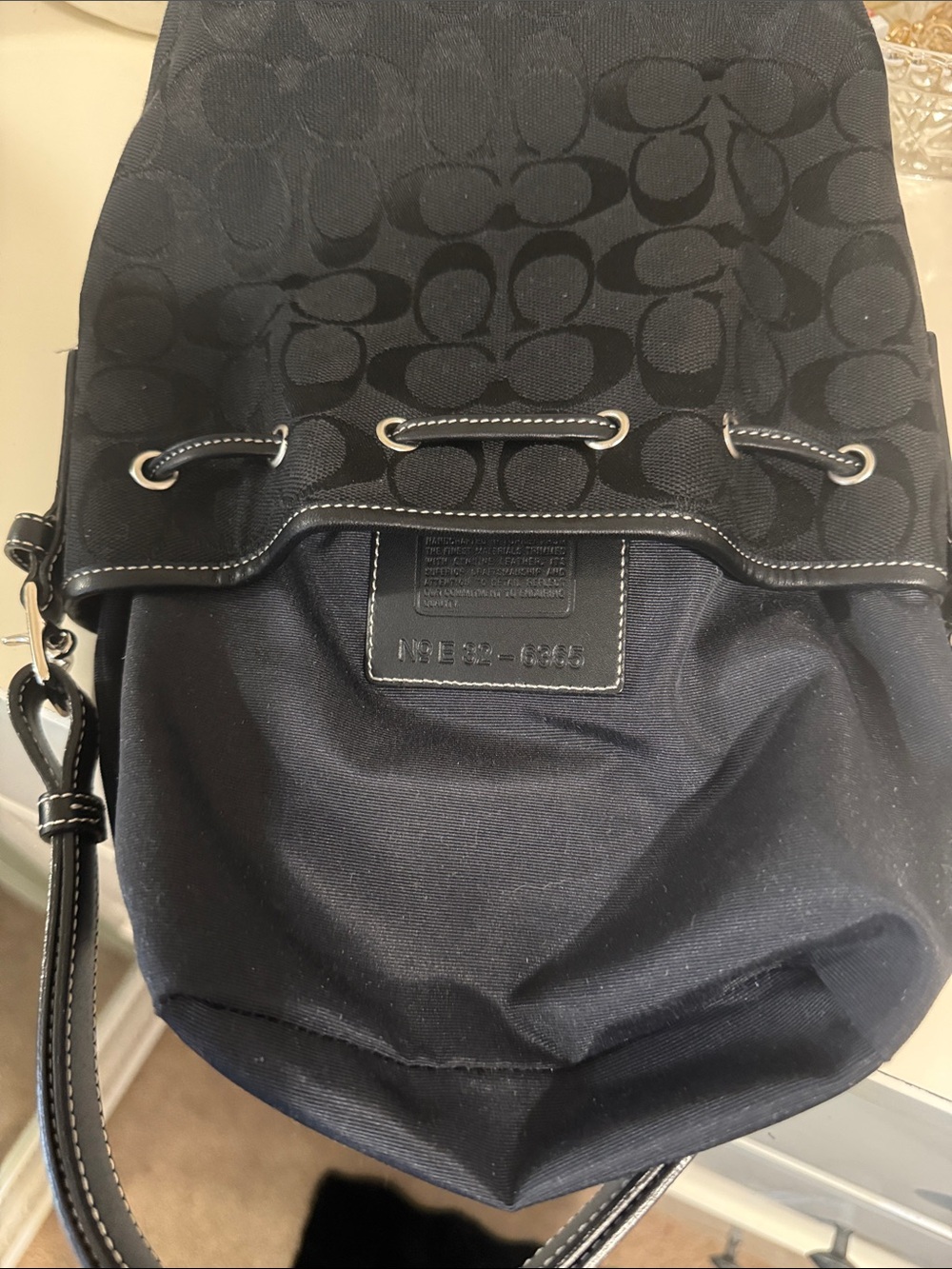 Vintage Coach Black Signature in canvas Jacquard  Bucket Bag - Picture 7 of 16
